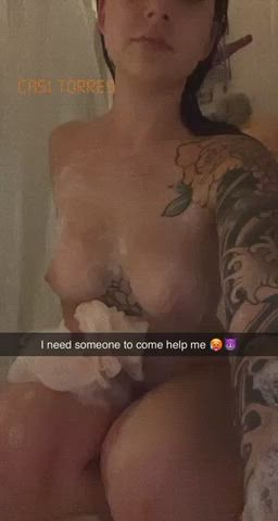 bbc caption cheating cuckold girlfriend hotwife shower tattoo gif