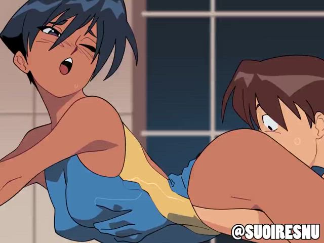 animation cartoon couple girlfriend hentai swimming pool swimsuit gif