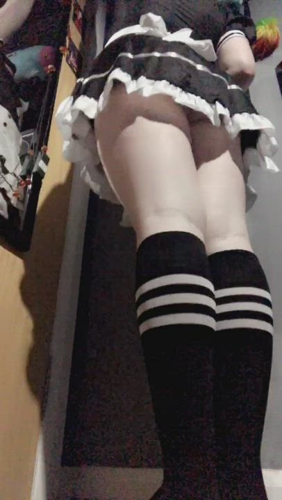 Femboy maid needs a hand reaching the top shelf😈can you help me?