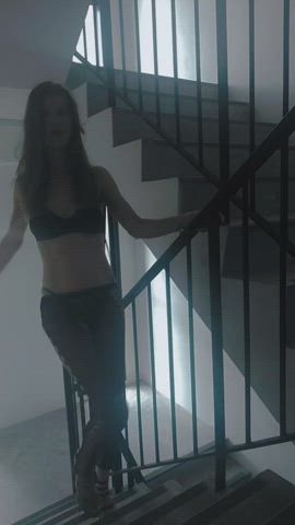 bra fishnet high heels gif