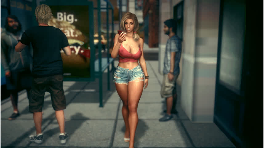 animation blonde jean shorts shorts gif