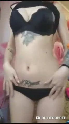 Tattooed girl with perky tits and butt + full video in the comments