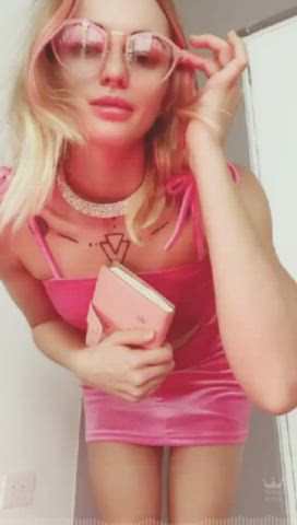 amateur blonde cute glasses nude skirt small tits vibrator gif
