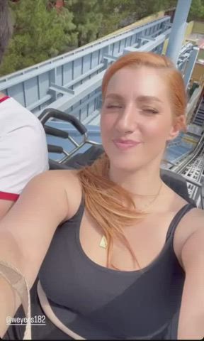 big tits busty celebrity cleavage clothed german natural tits redhead tank top gif