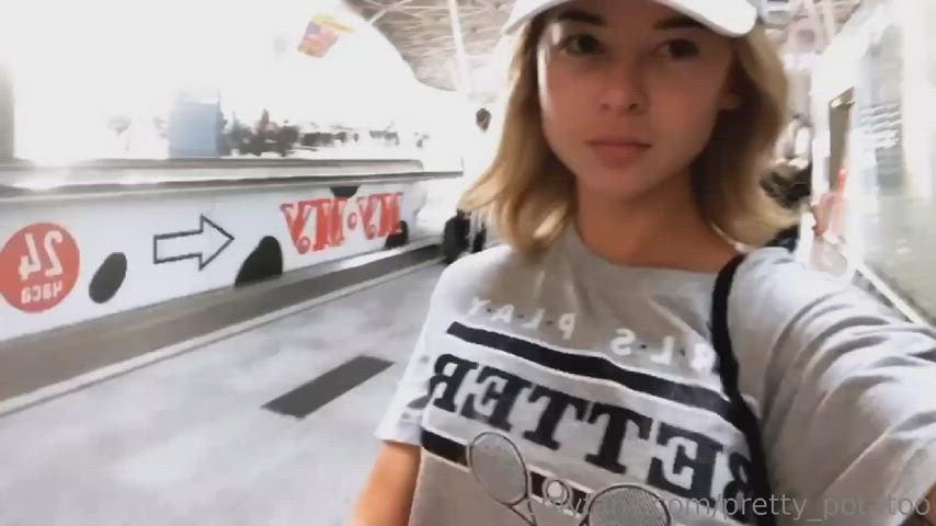 boobs cute european onlyfans pretty public teen tits voyeur euroslut gif