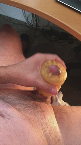 Nice big load with my Fleshlight QuickShot gold