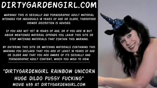 Dirtygardengirl rainbow unicorn huge dildo pussy fucking