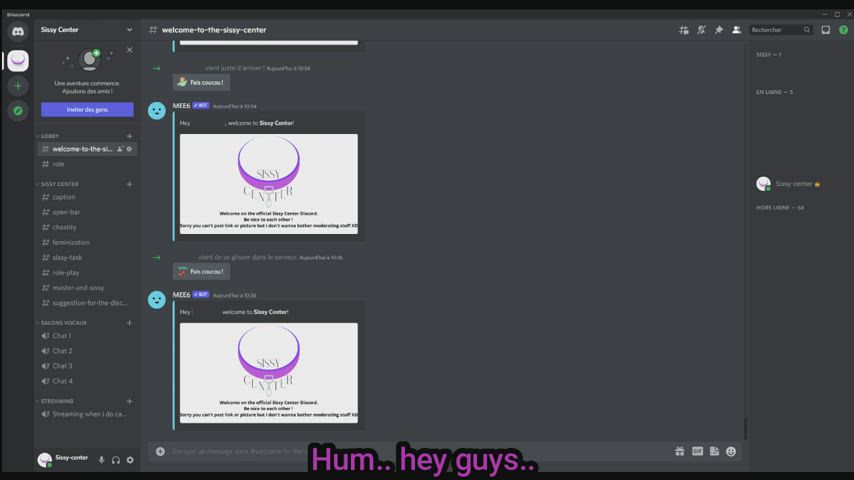 Sissy center official discord : THE MOVIE !!!! (with sound yaaaay)