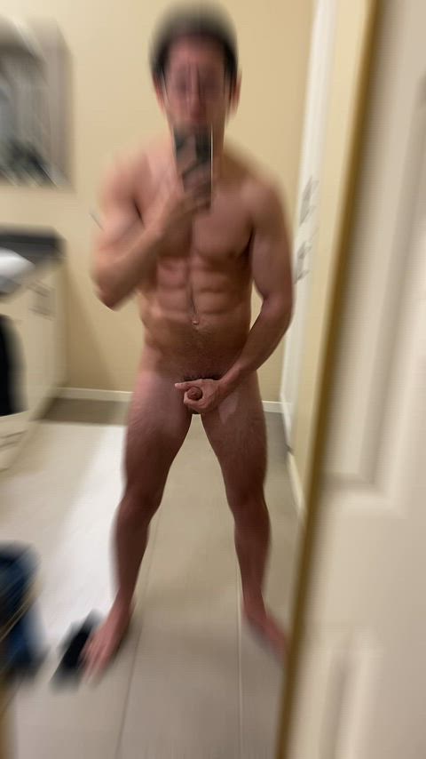 amateur cumshot muscles abs mirror male masturbation masturbating jerk off gif