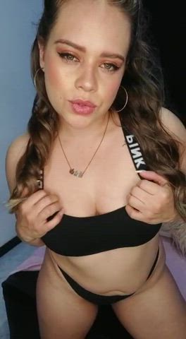 big tits bouncing tits camsoda camgirl curvy latina licking model white girl gif