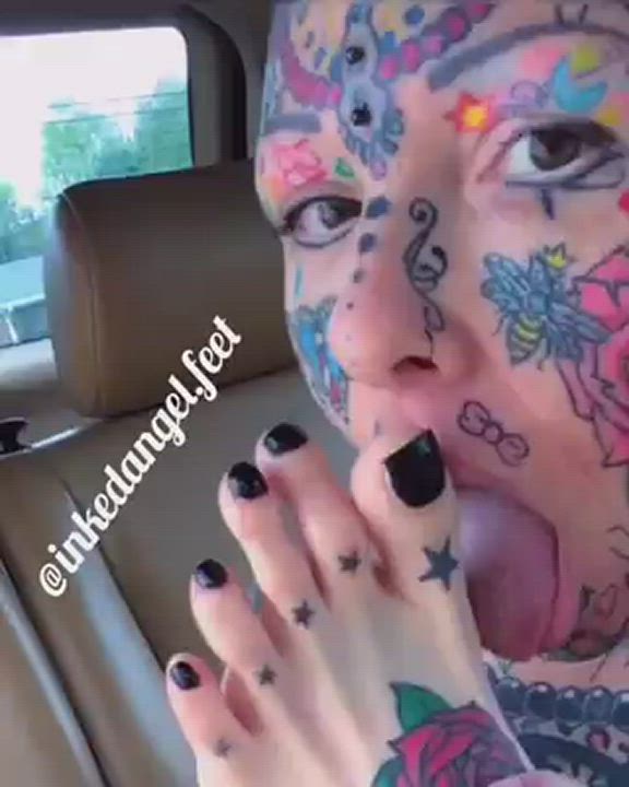 Feet Tattoo Toe Sucking gif