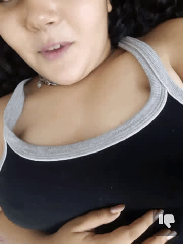 18 years old big nipples big tits cute indian lips natural tits smile tank top gif