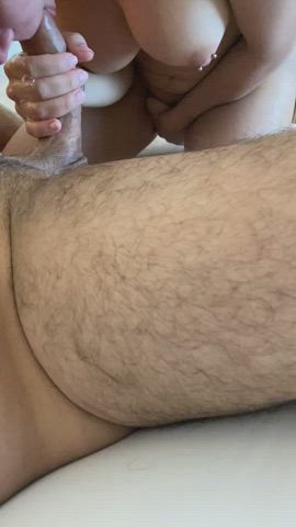 Slobbering on his cock while I touch myself [oc]