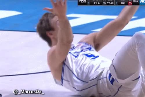 Luke Kennard reaction while laying on the court