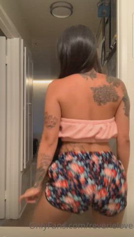 ass booty latina shaking shorts tattoo thick twerking gif