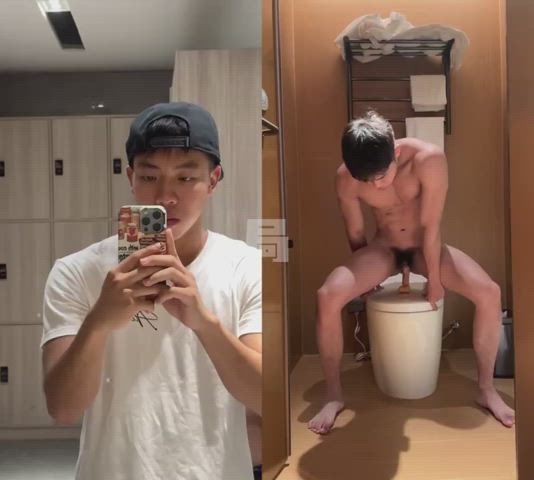 hot asian guy jerking off