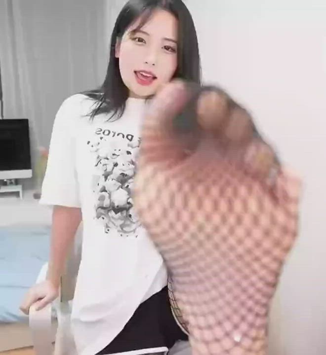 Asian Feet Fishnet gif