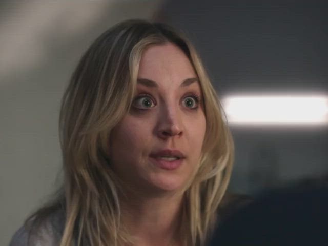 blonde kaley cuoco reaction gif