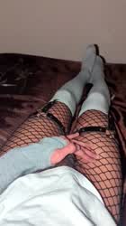 Cock Femboy Fishnet Legs Tease gif