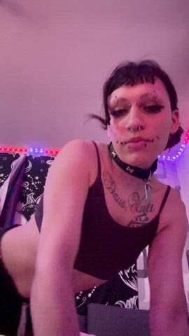 alt emo goth mtf strip stripping striptease gif