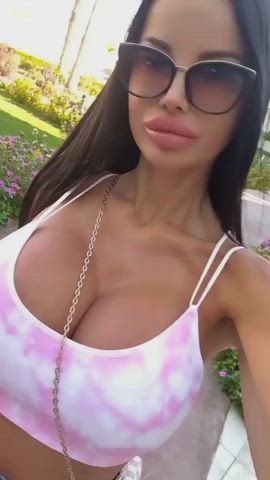 bbc big tits cock worship fake boobs fake tits huge tits lips gif