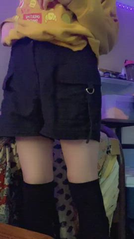 cute sfw shorts socks thighs gif