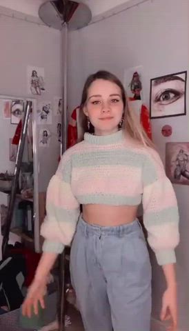 cute small tits tease teen tits gif