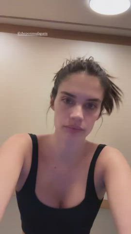 brunette cleavage model natural tits sara sampaio small tits gif