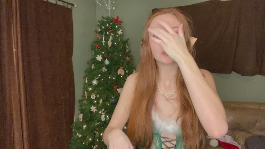 christmas cute dancing homemade lingerie petite redhead teen gif