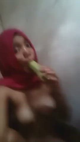 cucumber hijab indonesian masturbating toilet gif