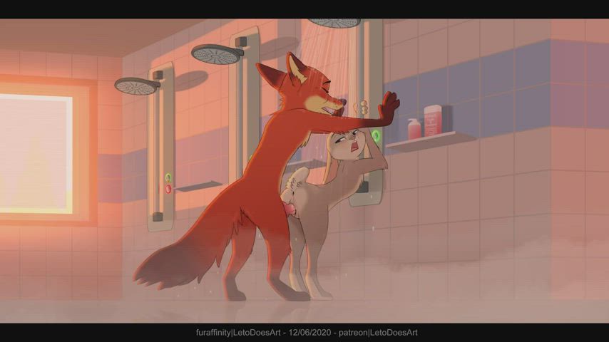 Animation Bathroom Bunny Sex Shower Standing Doggy gif