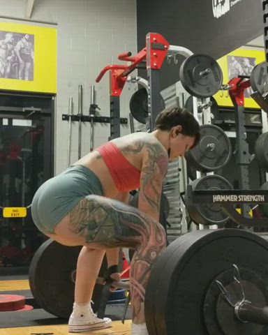 Brunette Fitness Gym Muscular Girl Short Hair Tattoo Workout gif