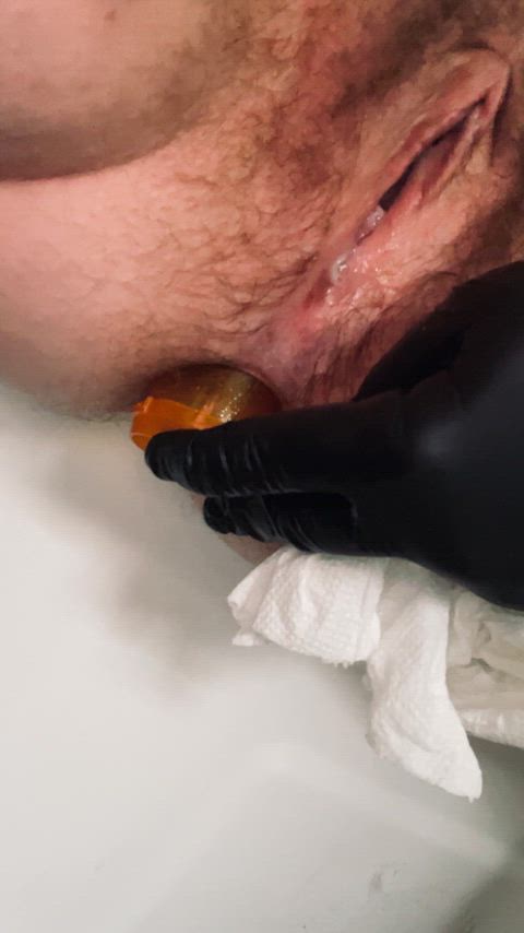 challenged myself with a wide, stiff insertion after teasing my clit for an hour