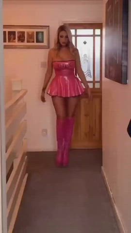blonde boots latex gif