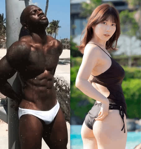 asian bodybuilder booty cheerleader cuckold shower swimsuit watching wifey gif