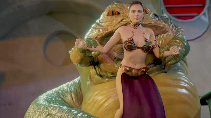 Padme in the Slave Outfit gets licked by Jabba's Slimy tongue (PN34)