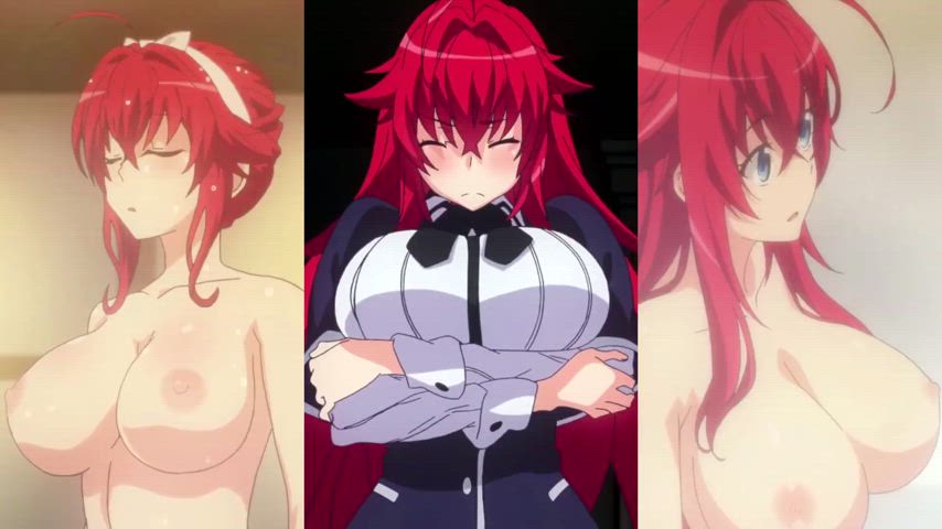 animation anime big tits boobs bouncing tits cute ecchi huge tits redhead tits gif