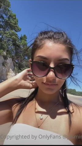 beach exhibitionist flashing latina nipples onlyfans petite teen gif