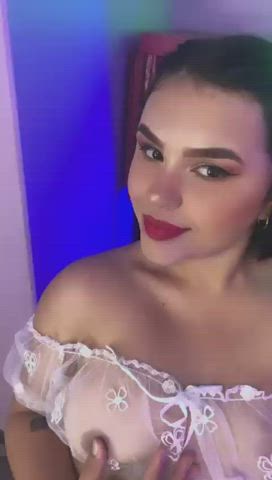 Colombian Latina Lingerie Nipples Sensual Teen Tongue Fetish gif
