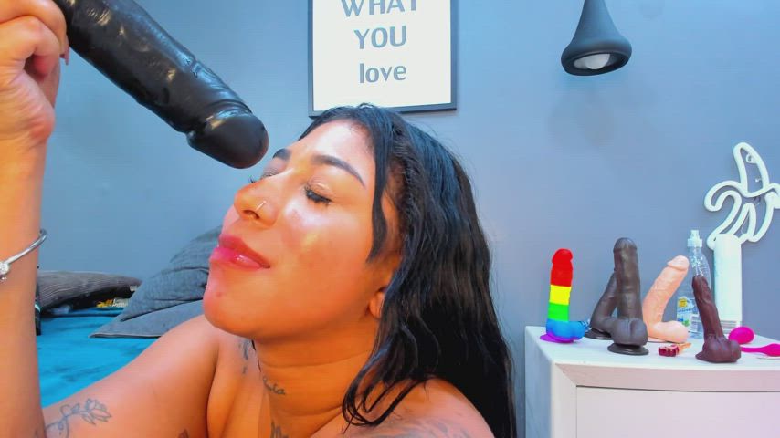 blowjob cum cum in mouth cumshot latina tattoo gif