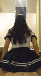 POV Reverse Cowgirl Schoolgirl gif