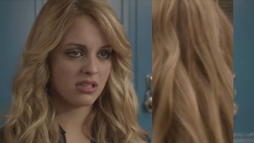blonde cleavage leather gif