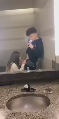 Mirror blowjob