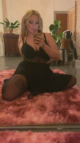 blonde cute nylons pigtails skirt gif