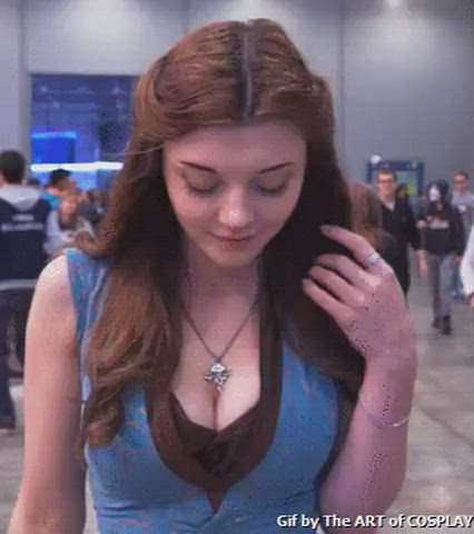Blue Eyes Cleavage Clothed Cosplay Eye Contact Natalie Dormer Non-nude Pretty gif