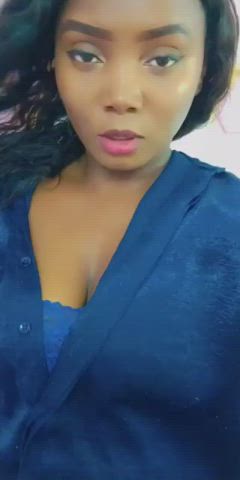 Ebony Eye Contact Lips Sensual Tits Underwear gif