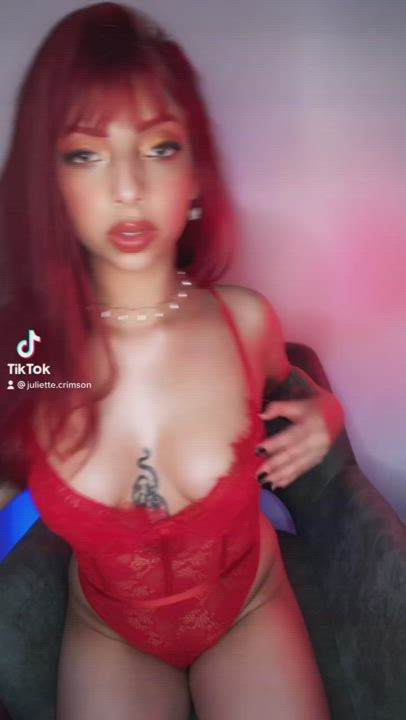 Amateur Camgirl Cute Latina Lingerie Natural Tits OnlyFans Redhead TikTok Tiny gif