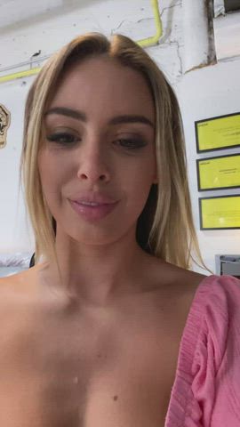 Lya Missy flashing her boobs while preparing on set