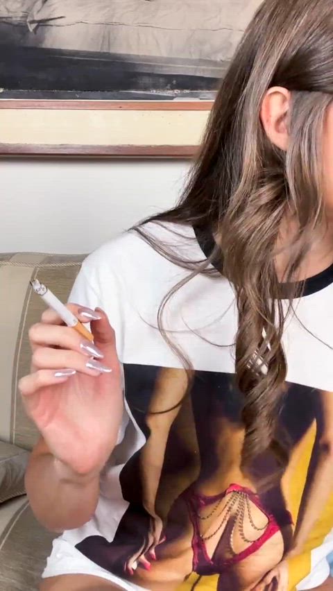 Anna showing off her smoking merch (pt. 2)