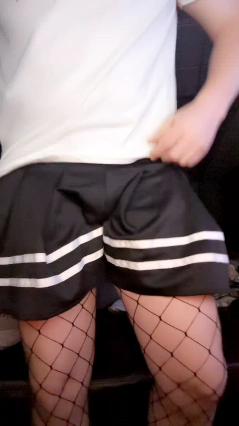 crossdressing femboy fishnet gif